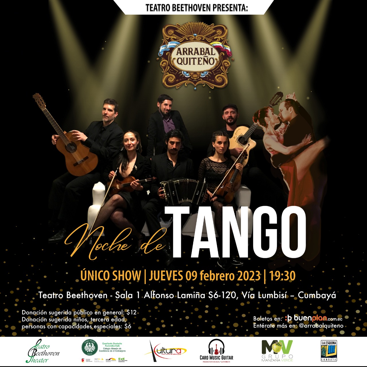 ARRABAL QUITEÑO- Tango y Baile: Jueves 9 de febrero 2023 a las 19h30